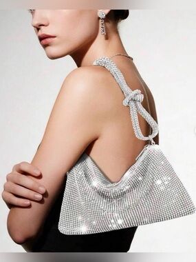 Aldo Silver Crystal Mesh Shoulder Bag NWOT